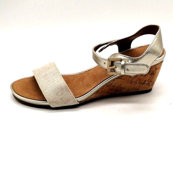 AEROSOLES Shoes - AEROSOLES Metallic Gold Cork Wedge Sandals